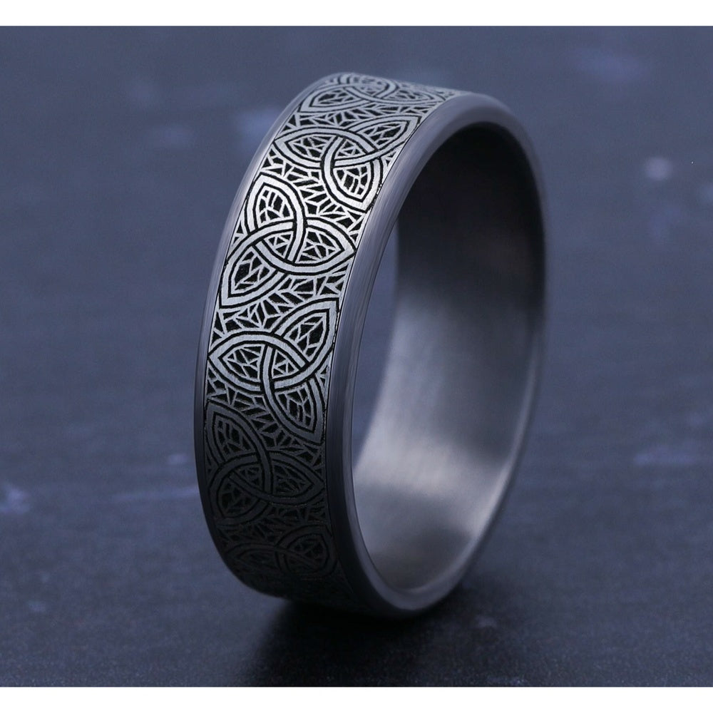 The Keltar Men's Wedding Band in Grey Tantalum and Grey/Black Titanium - 7.5mm Width by Tantalum