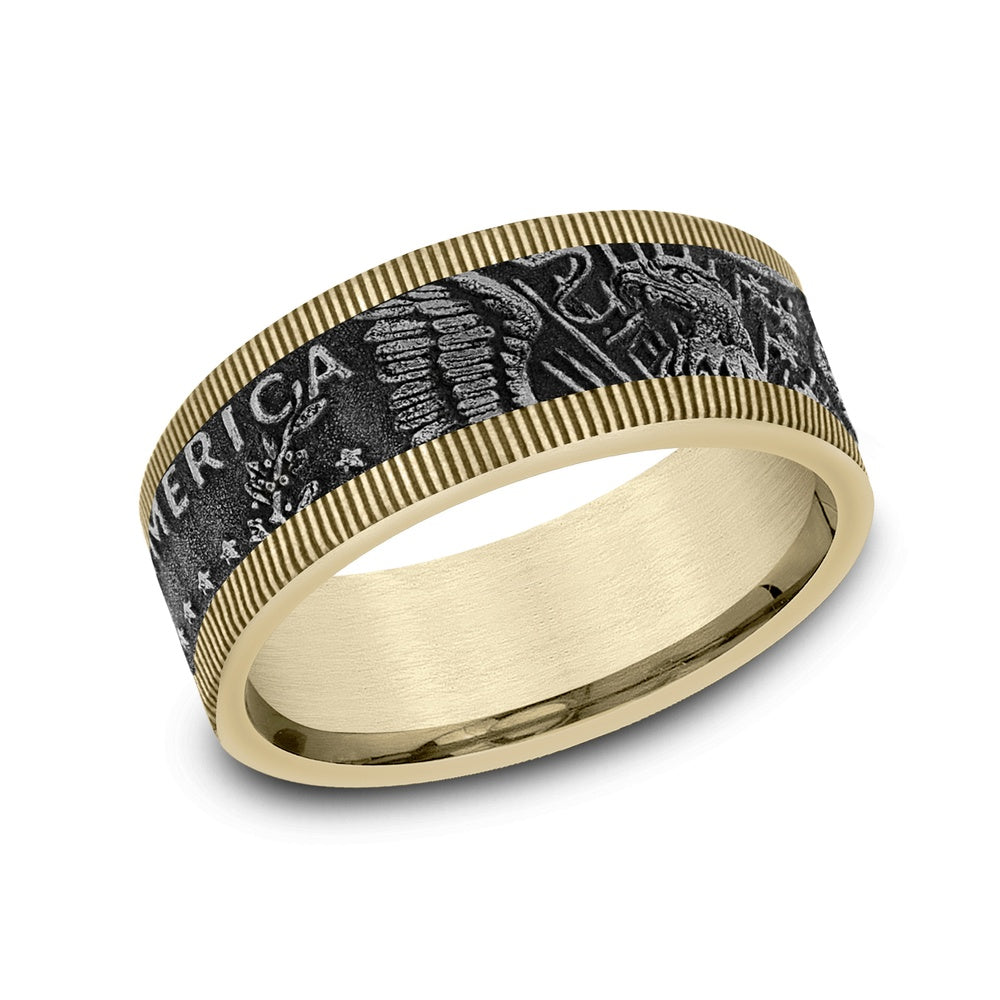 The Kennedy Men's Wedding Band in 14K Yellow Gold and Grey Tantalum - 9mm Width by Brook and Branch