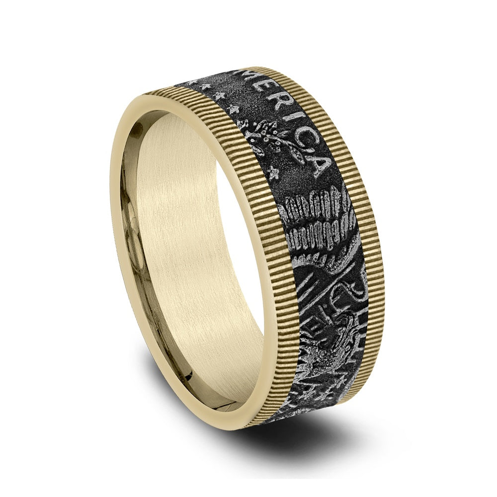 The Kennedy Men's Wedding Band in 14K Yellow Gold and Grey Tantalum - 9mm Width by Brook and Branch