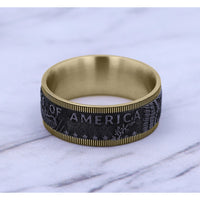 The Kennedy Men's Wedding Band in 14K Yellow Gold and Grey Tantalum - 9mm Width by Brook and Branch