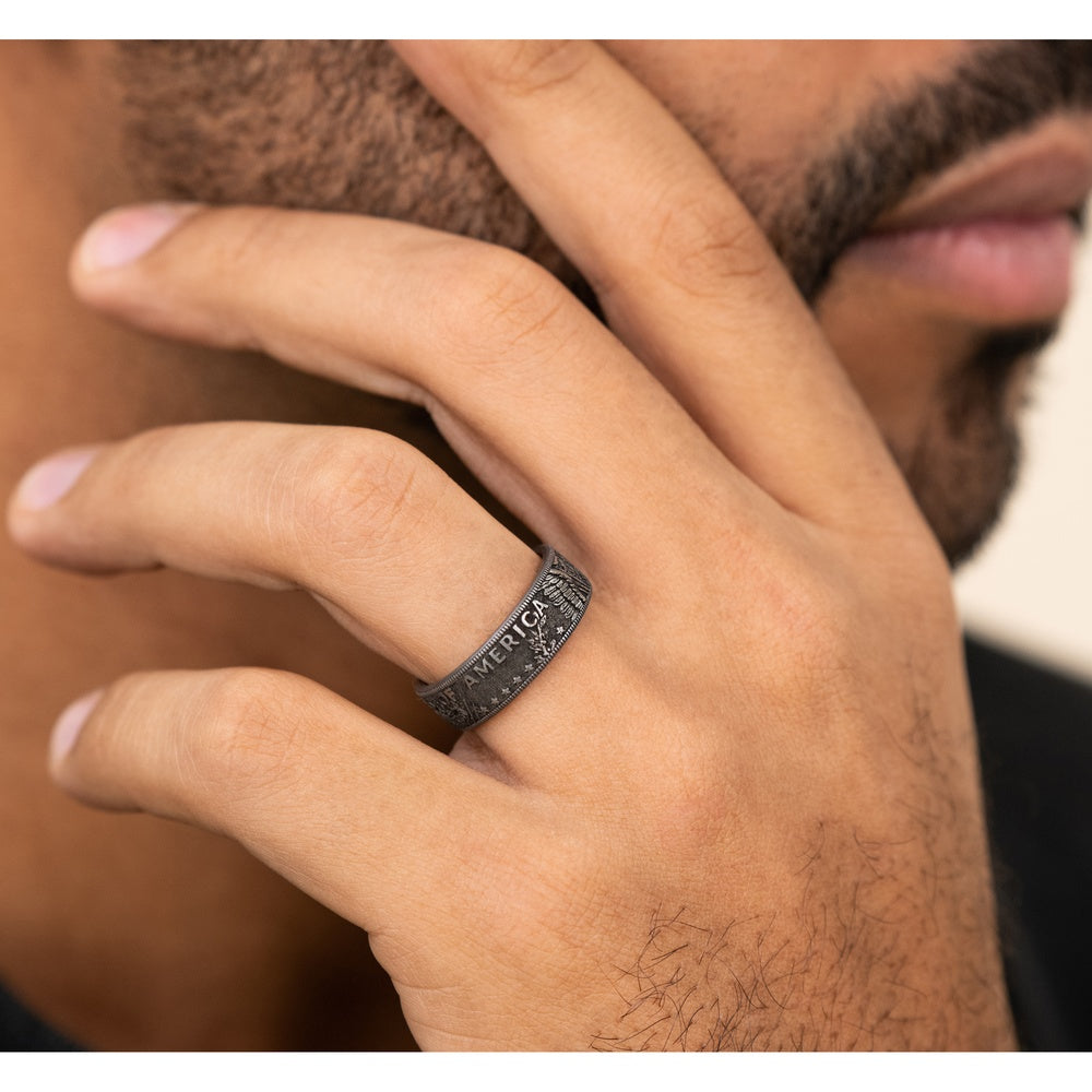 The Kennedy Men's Wedding Band in Grey Tantalum - 8mm Width by Brook and Branch