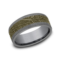 The Kestrel Men's Wedding Band in Grey Tantalum and 14K Yellow Gold - 8mm Width by Ammara Stone