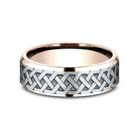 The Kilkenny Men's Wedding Band in 14K Rose and White Gold - 7mm by Benchmark