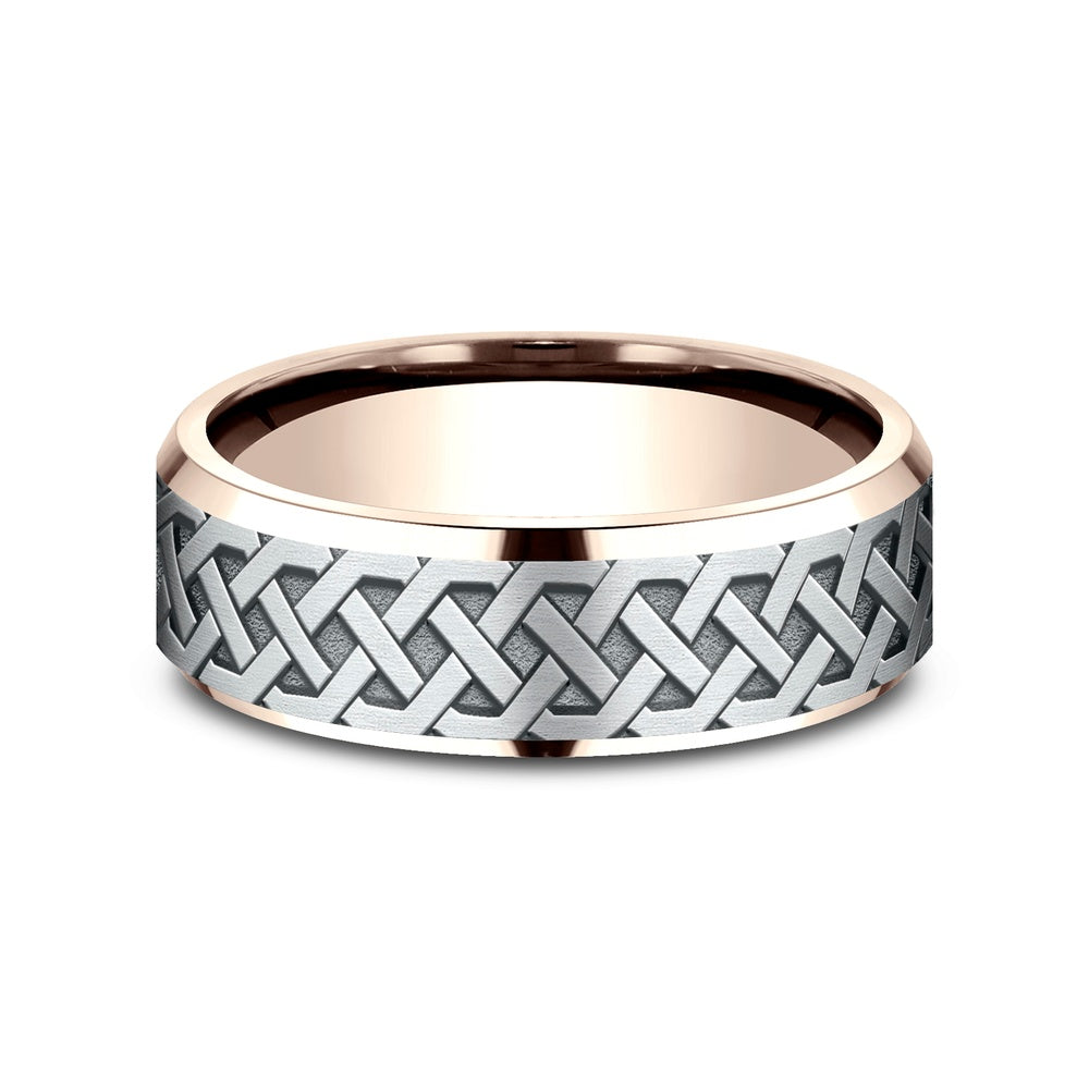 The Kilkenny Men's Wedding Band in 14K Rose and White Gold - 7mm by Benchmark