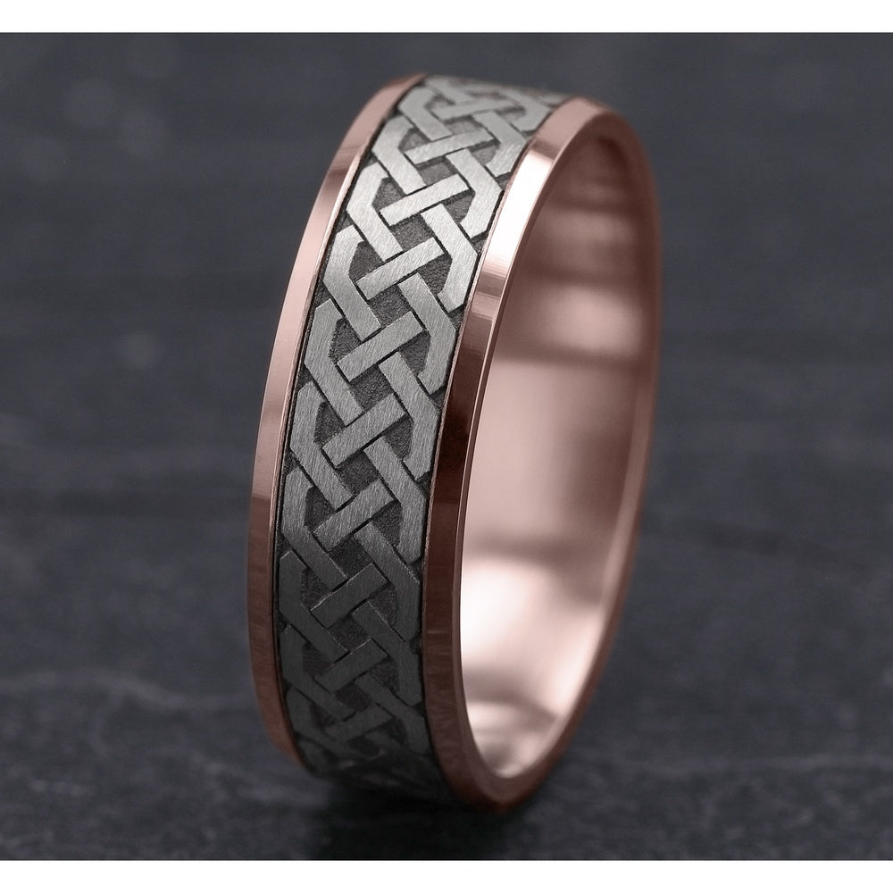The Kilkenny Men's Wedding Band in 14K Rose and White Gold - 7mm by Benchmark