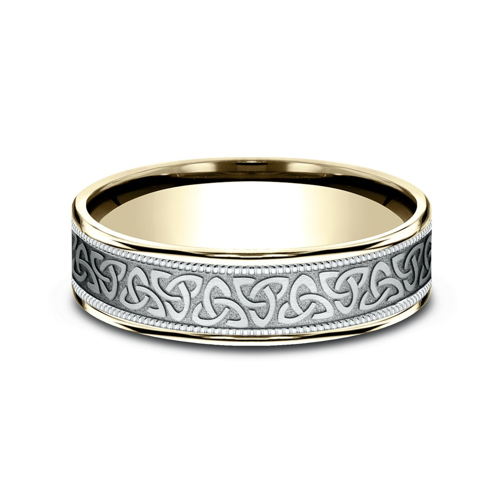 The Killarney Men's Wedding Band in 14K Yellow and White Gold - 6.5mm Width by Benchmark