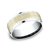 The Knight Men's Wedding Band in 14K White and Yellow Gold - 8mm Width by Benchmark