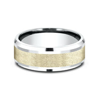 The Knight Men's Wedding Band in 14K White and Yellow Gold - 8mm Width by Benchmark