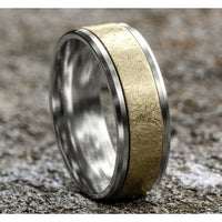 The Knight Men's Wedding Band in 14K White and Yellow Gold - 8mm Width by Benchmark