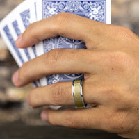 The Knight Men's Wedding Band in 14K White and Yellow Gold - 8mm Width by Benchmark