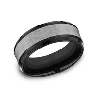The Knight Men's Wedding Band in Black Titanium and Grey Tantalum - 8mm Width by Tantalum