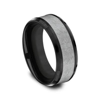 The Knight Men's Wedding Band in Black Titanium and Grey Tantalum - 8mm Width by Tantalum