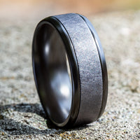 The Knight Men's Wedding Band in Black Titanium and Grey Tantalum - 8mm Width by Tantalum