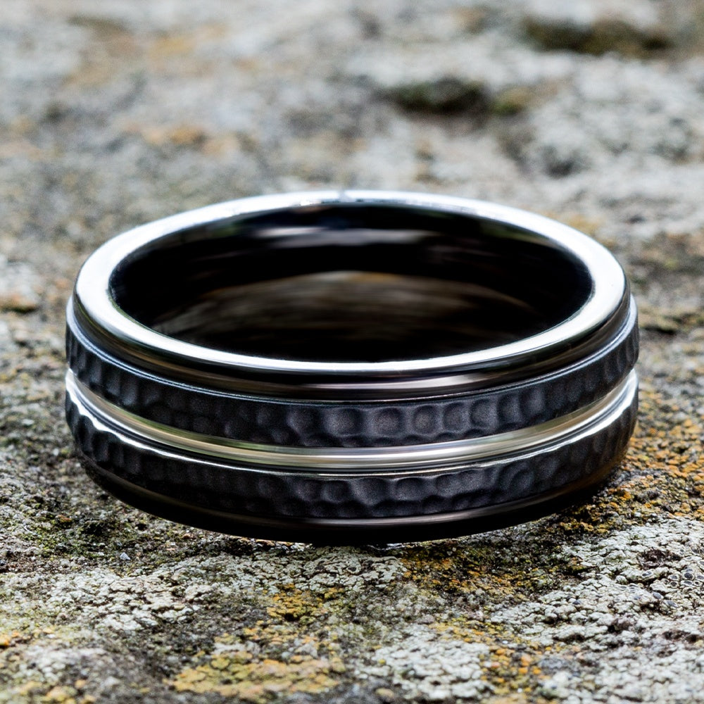 The Lambert Men's Wedding Band in Black Cobalt - 8mm Width by Forge