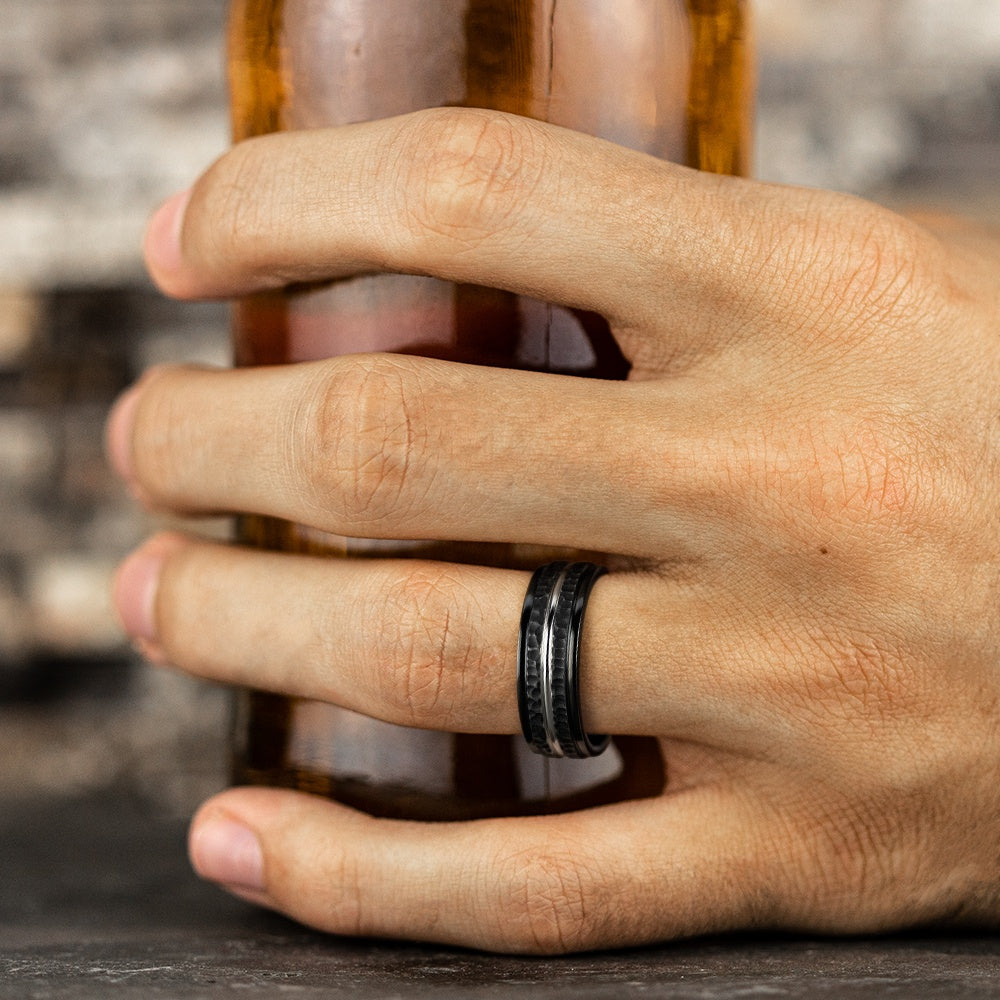 The Lambert Men's Wedding Band in Black Cobalt - 8mm Width by Forge