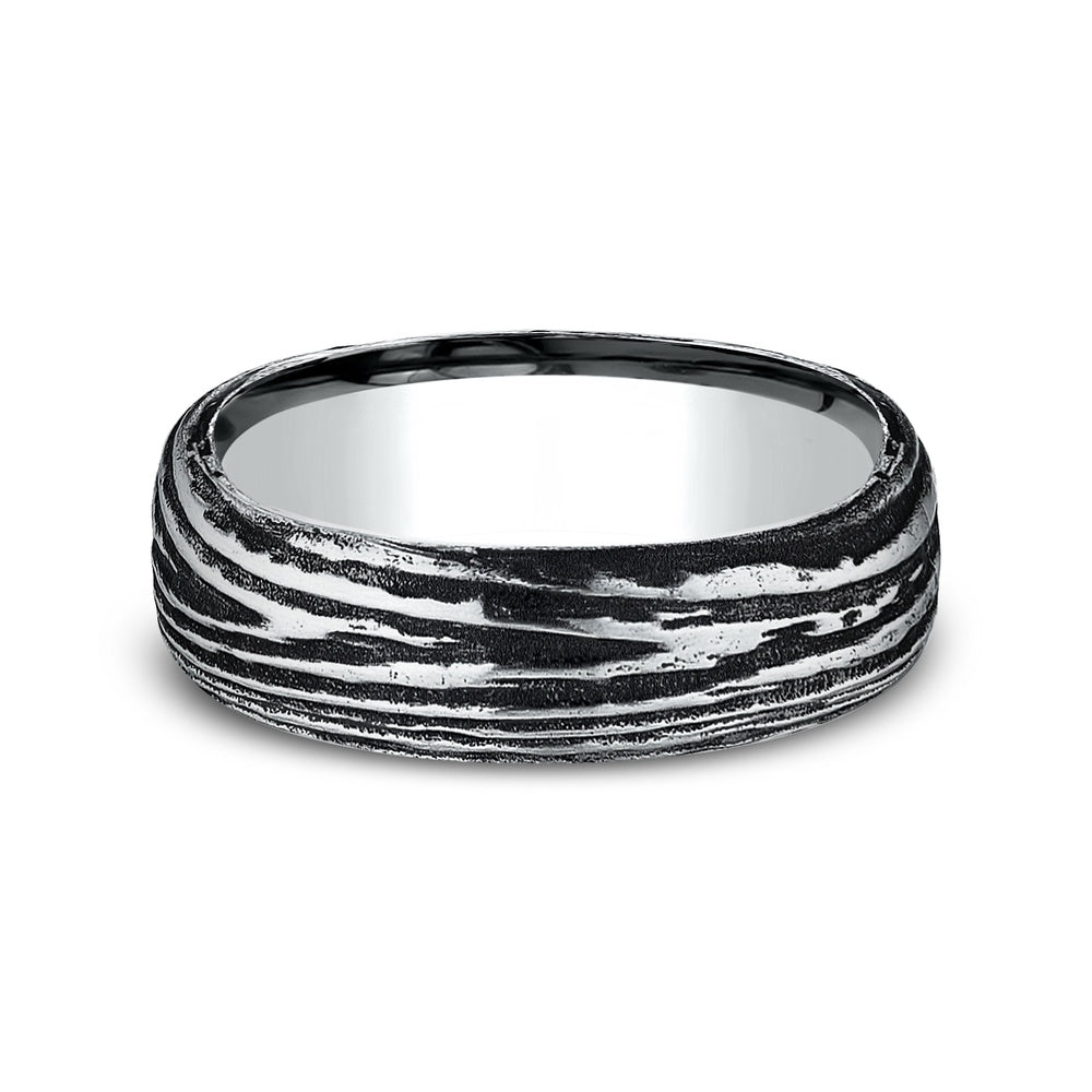 The Larch Men's Wedding Band in Black Cobalt - 7.5mm Width by Forge