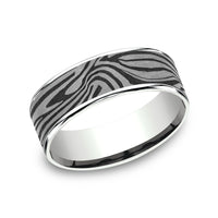 The Lava Lamp Men's Wedding Band in 14K White Gold and Grey Tantalum - 7.5mm Width by Ammara Stone