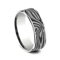 The Lava Lamp Men's Wedding Band in 14K White Gold and Grey Tantalum - 7.5mm Width by Ammara Stone