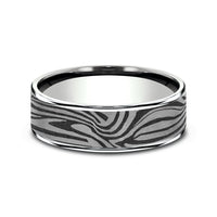 The Lava Lamp Men's Wedding Band in 14K White Gold and Grey Tantalum - 7.5mm Width by Ammara Stone