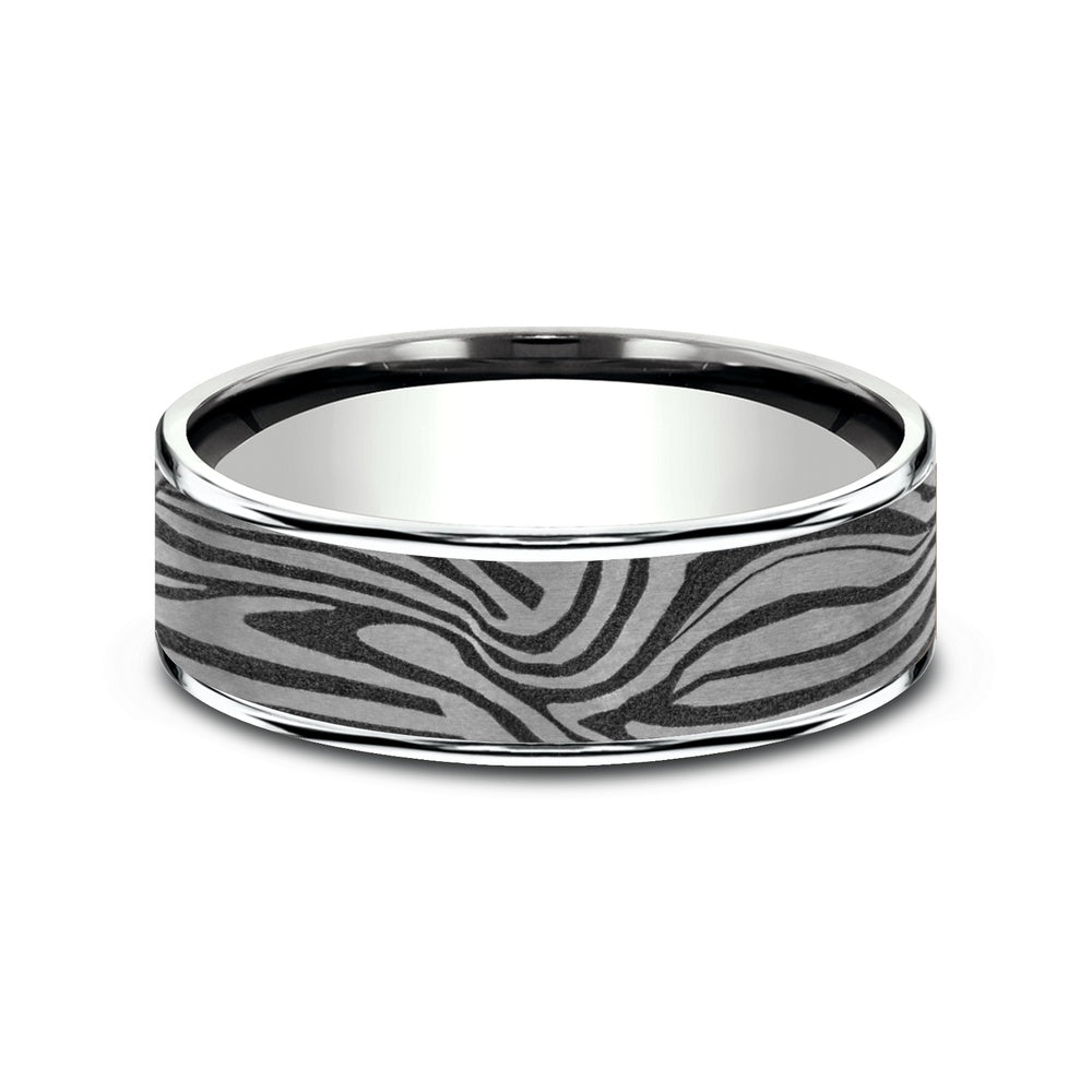 The Lava Lamp Men's Wedding Band in 14K White Gold and Grey Tantalum - 7.5mm Width by Ammara Stone
