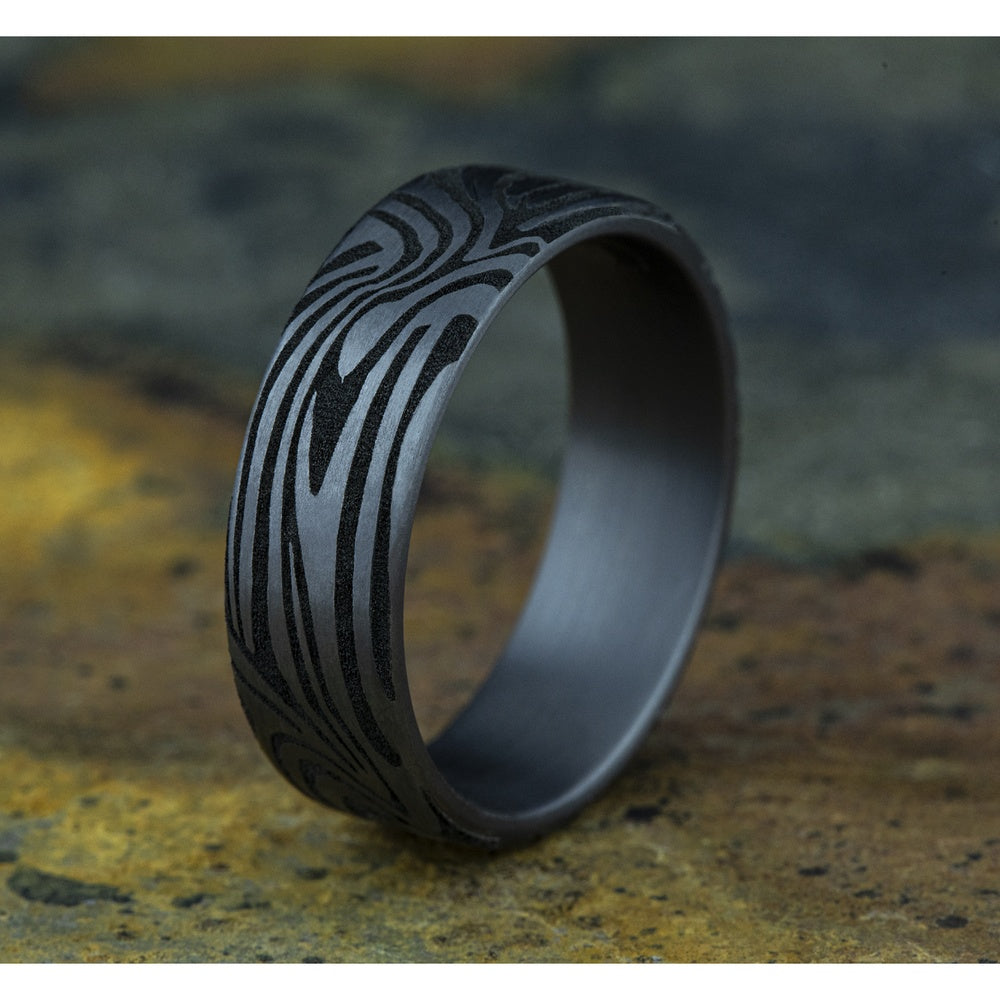 The Lava Lamp Men's Wedding Band in Grey Tantalum - 7mm Width by Tantalum