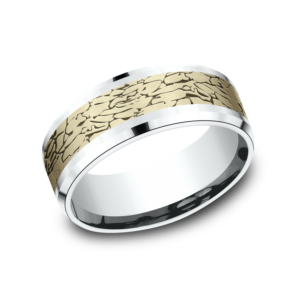 The Legend Men's Wedding Band in 14K White and Yellow Gold - 8mm Width by Benchmark