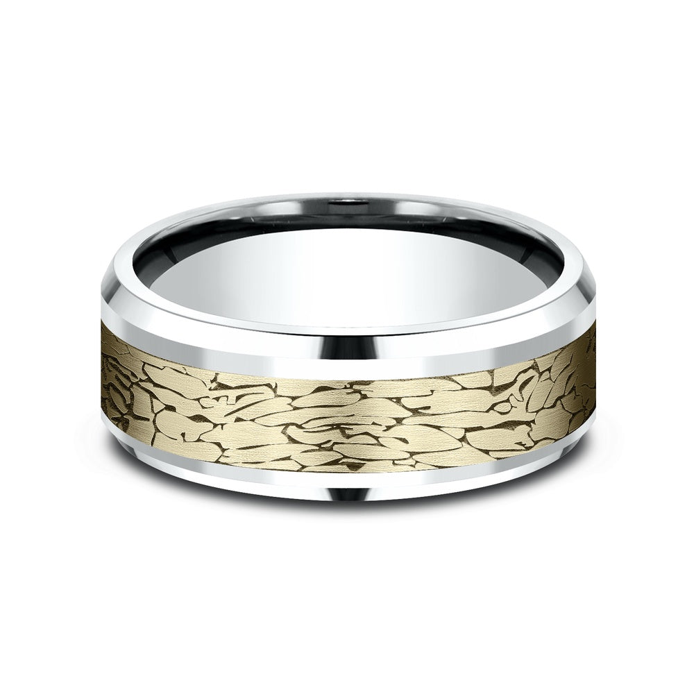 The Legend Men's Wedding Band in 14K White and Yellow Gold - 8mm Width by Benchmark