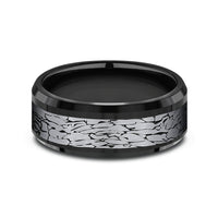 The Legend Men's Wedding Band in Black Titanium and Grey Tantalum - 8mm Width by Tantalum