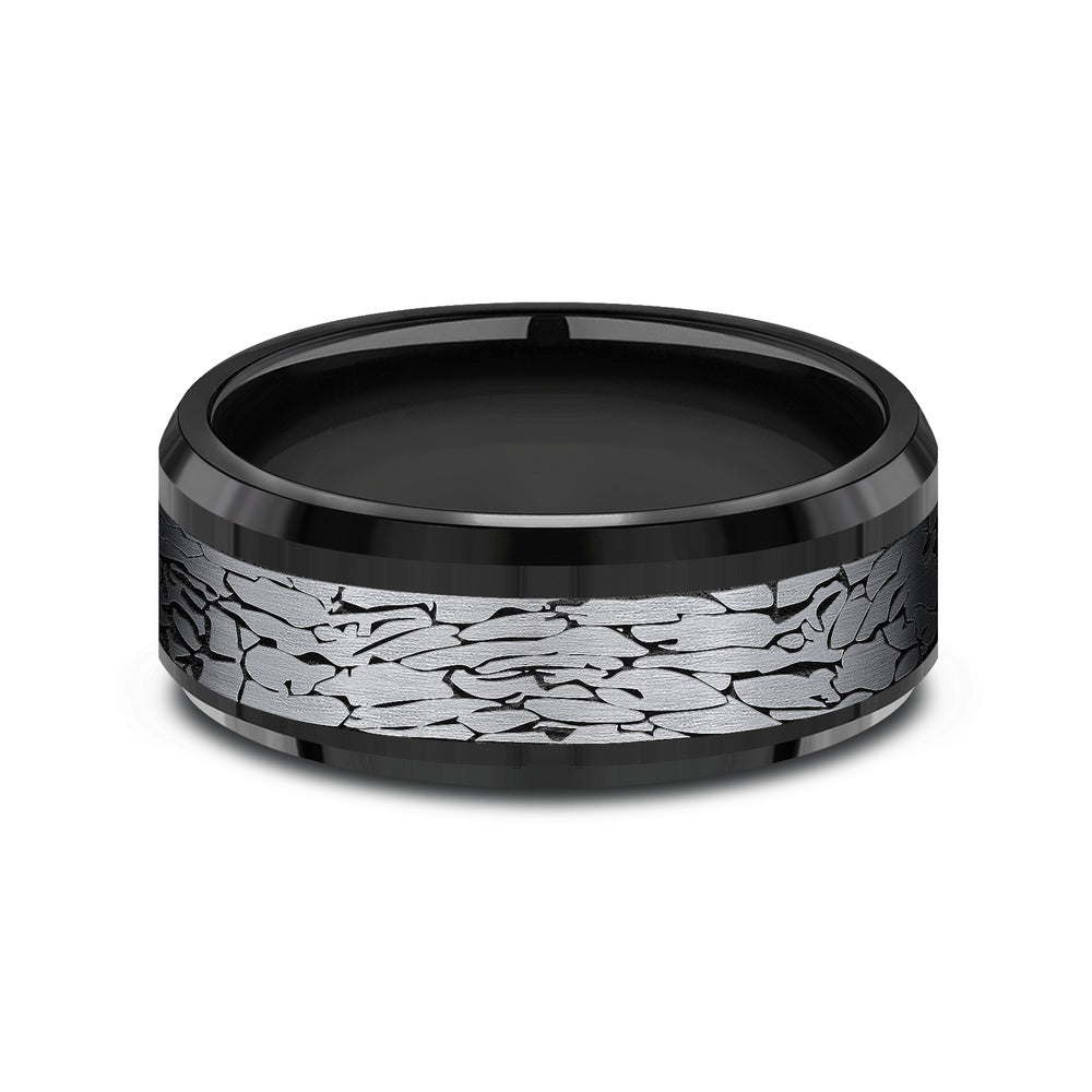 The Legend Men's Wedding Band in Black Titanium and Grey Tantalum - 8mm Width by Tantalum