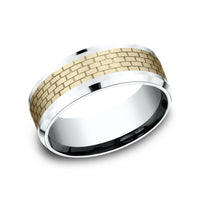 The Lennon Men's Wedding Band in 14K White and Yellow Gold - 8mm Width by Benchmark
