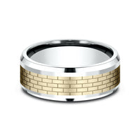 The Lennon Men's Wedding Band in 14K White and Yellow Gold - 8mm Width by Benchmark