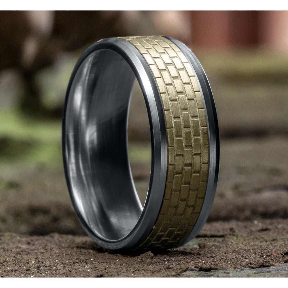 The Lennon Men's Wedding Band in 14K White and Yellow Gold - 8mm Width by Benchmark