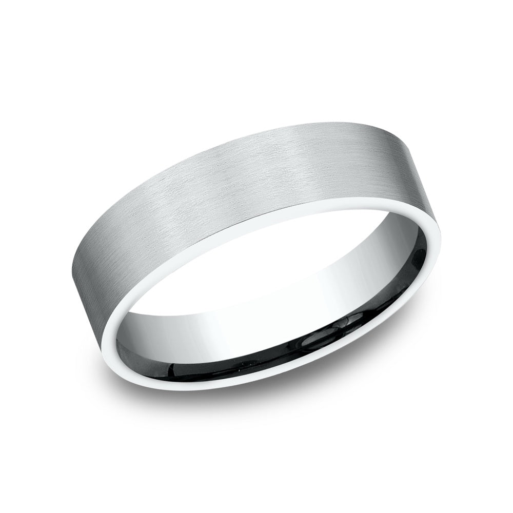The Lieutenant Men's Wedding Band in 14K White Gold - 6mm Width by Benchmark