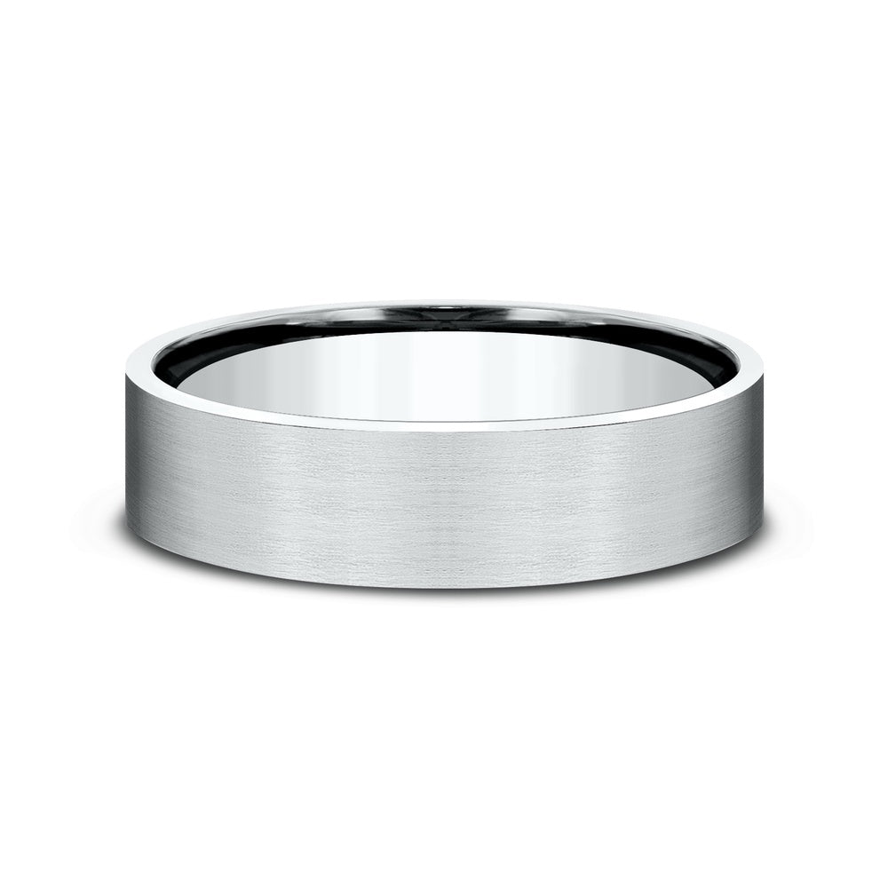 The Lieutenant Men's Wedding Band in 14K White Gold - 6mm Width by Benchmark