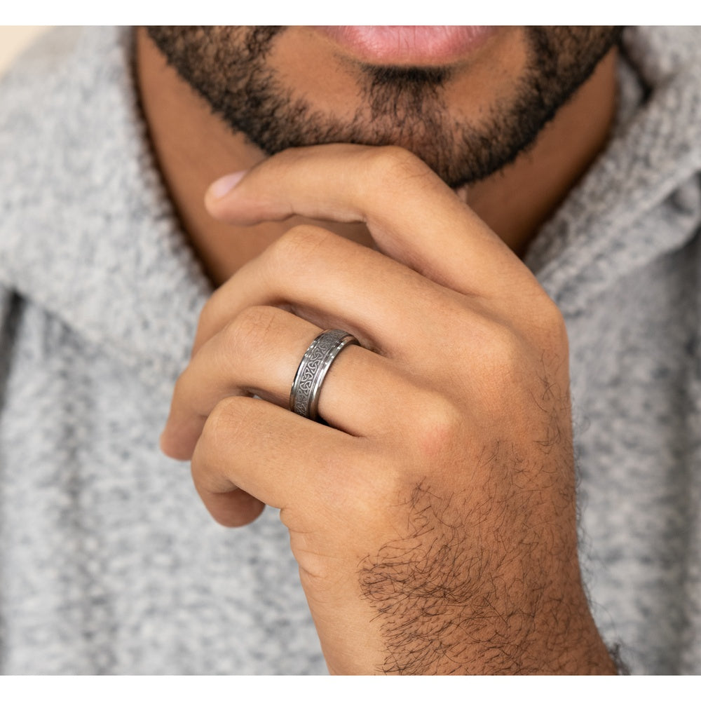 The Limerick Men's Wedding Band in Grey Tantalum - 7mm Width by Tantalum