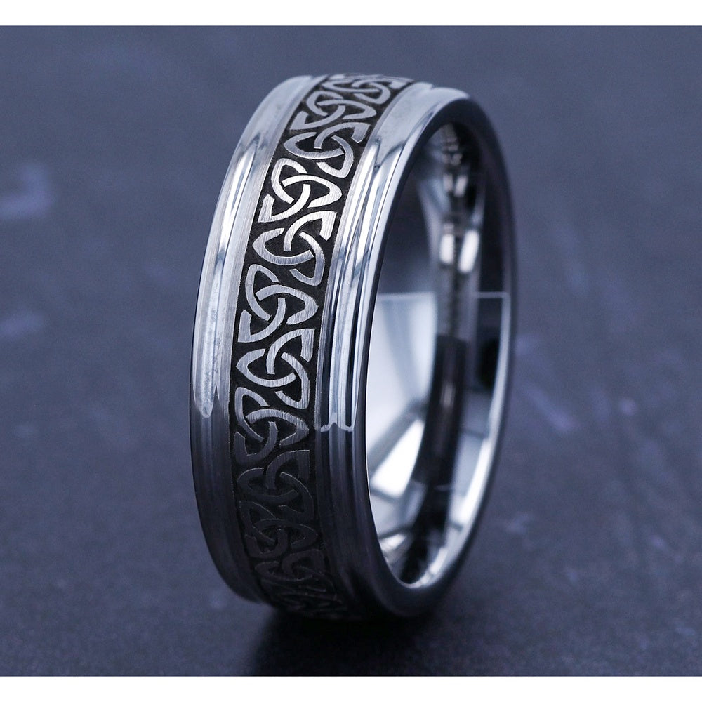 The Limerick Men's Wedding Band in Tungsten - 8mm Width by Forge