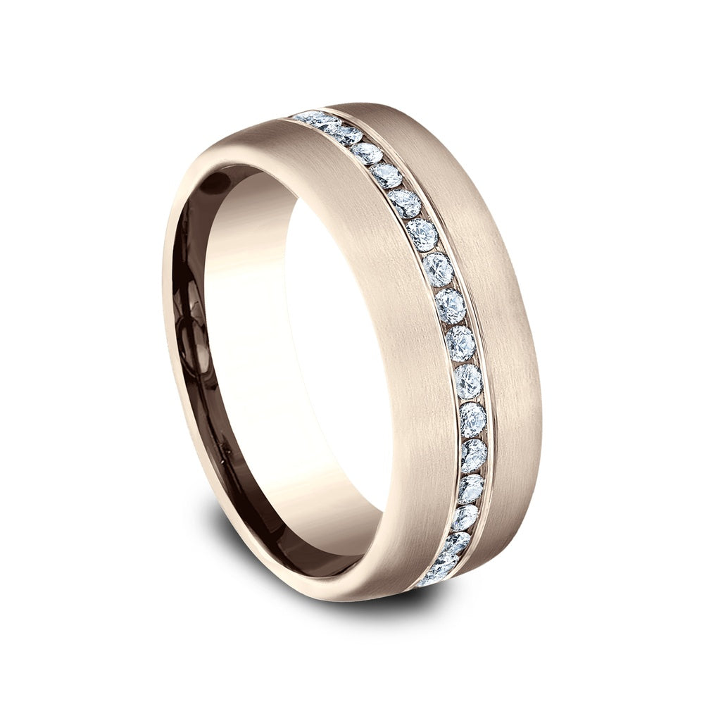 The Lincoln Men's Wedding Band in 14K Rose Gold - 7.5mm Width by Benchmark