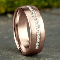The Lincoln Men's Wedding Band in 14K Rose Gold - 7.5mm Width by Benchmark