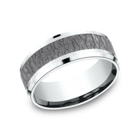 The Linden Men's Wedding Band in 14K White Gold and Grey Tantalum - 8mm Width by Ammara Stone