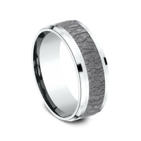 The Linden Men's Wedding Band in 14K White Gold and Grey Tantalum - 8mm Width by Ammara Stone