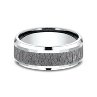 The Linden Men's Wedding Band in 14K White Gold and Grey Tantalum - 8mm Width by Ammara Stone