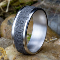 The Linden Men's Wedding Band in 14K White Gold and Grey Tantalum - 8mm Width by Ammara Stone