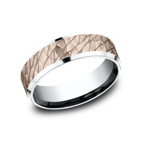 The Loch Men's Wedding Band in 14K White and Rose Gold - 7mm by Benchmark