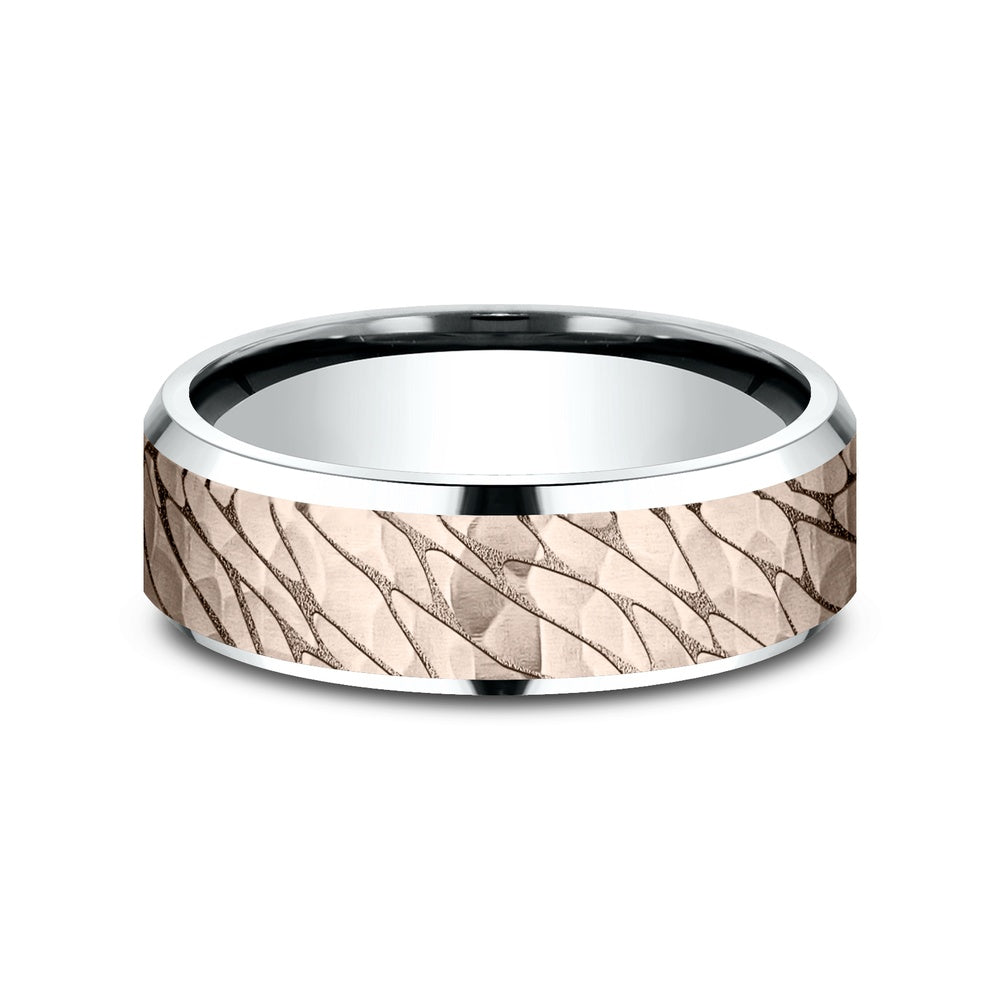 The Loch Men's Wedding Band in 14K White and Rose Gold - 7mm by Benchmark