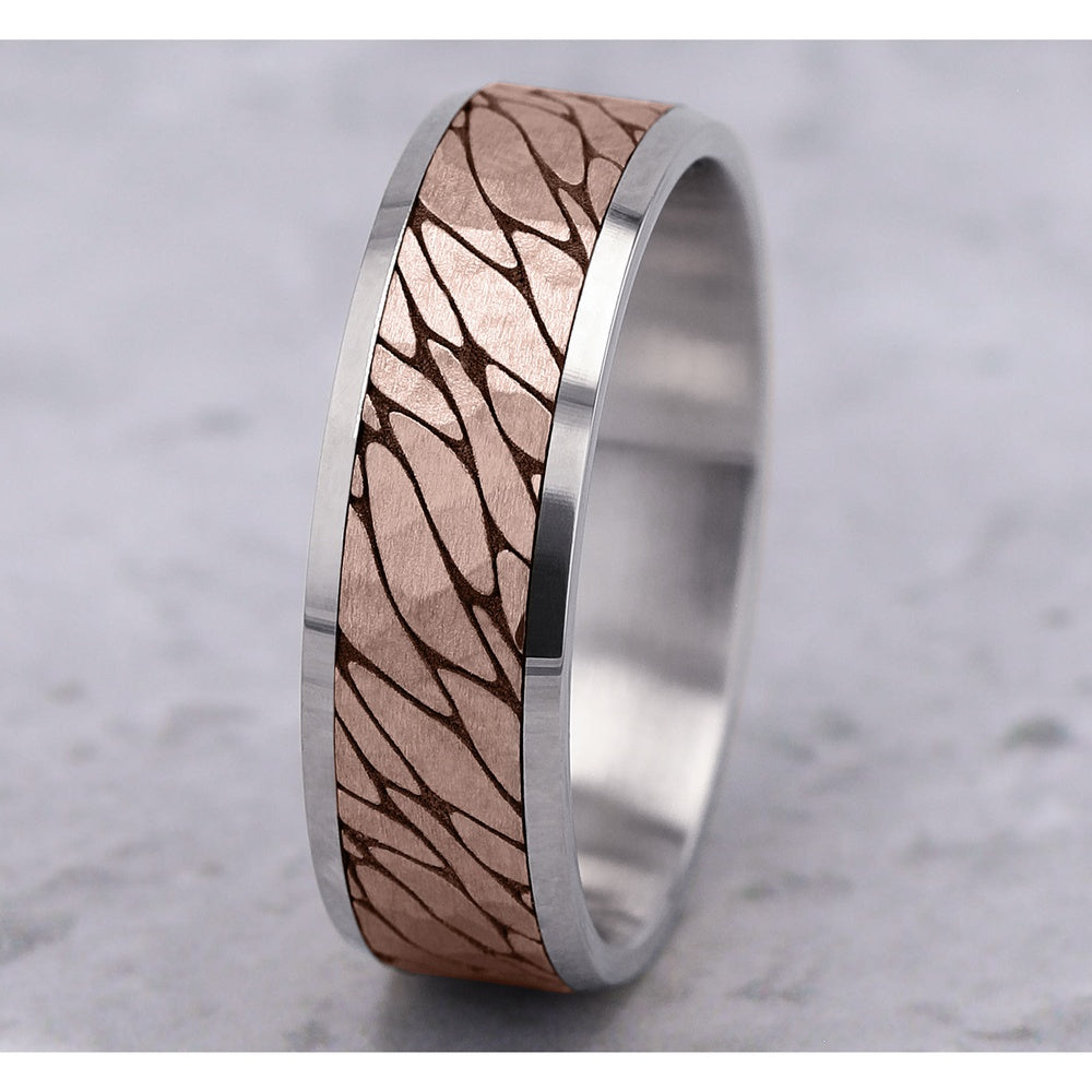 The Loch Men's Wedding Band in 14K White and Rose Gold - 7mm by Benchmark
