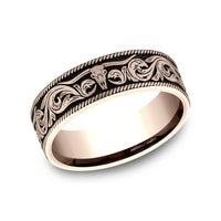 The Longhorn Men's Wedding Band in 14K Rose Gold - 7mm Width by Brook and Branch