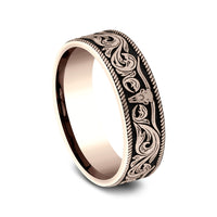 The Longhorn Men's Wedding Band in 14K Rose Gold - 7mm Width by Brook and Branch