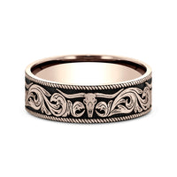 The Longhorn Men's Wedding Band in 14K Rose Gold - 7mm Width by Brook and Branch