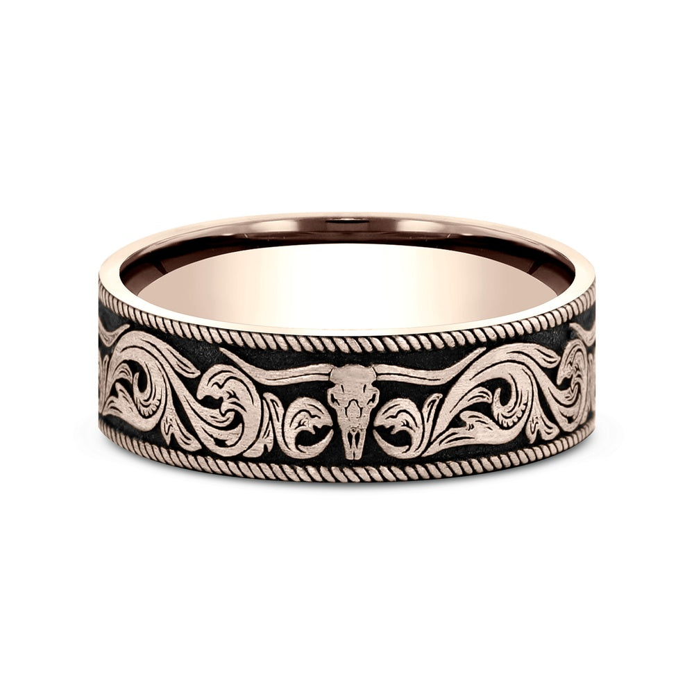The Longhorn Men's Wedding Band in 14K Rose Gold - 7mm Width by Brook and Branch