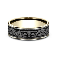The Longhorn Men's Wedding Band in 14K Yellow Gold and Grey Tantalum - 7.5mm Width by Brook and Branch